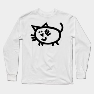 Cute Kitty Cat in Black Long Sleeve T-Shirt